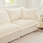 156,6 Corduroy U-förmiges 4-Sitzer Ecksofa mit abnehmbarem Bezug, tiefem Sitzdesign und französischer Kantenverarbeitung