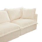 156,6 Corduroy U-förmiges 4-Sitzer Ecksofa mit abnehmbarem Bezug, tiefem Sitzdesign und französischer Kantenverarbeitung