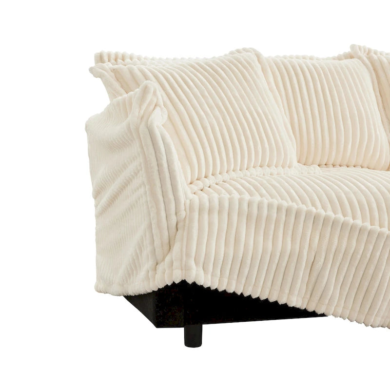 156,6 Corduroy U-förmiges 4-Sitzer Ecksofa mit abnehmbarem Bezug, tiefem Sitzdesign und französischer Kantenverarbeitung