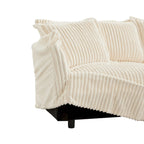 156,6 Corduroy U-förmiges 4-Sitzer Ecksofa mit abnehmbarem Bezug, tiefem Sitzdesign und französischer Kantenverarbeitung