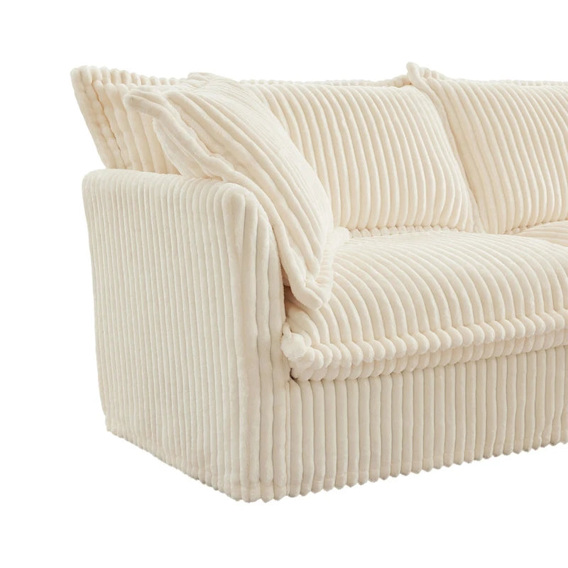 156,6 Corduroy U-förmiges 4-Sitzer Ecksofa mit abnehmbarem Bezug, tiefem Sitzdesign und französischer Kantenverarbeitung