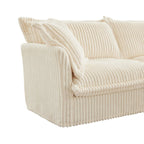 156,6 Corduroy U-förmiges 4-Sitzer Ecksofa mit abnehmbarem Bezug, tiefem Sitzdesign und französischer Kantenverarbeitung