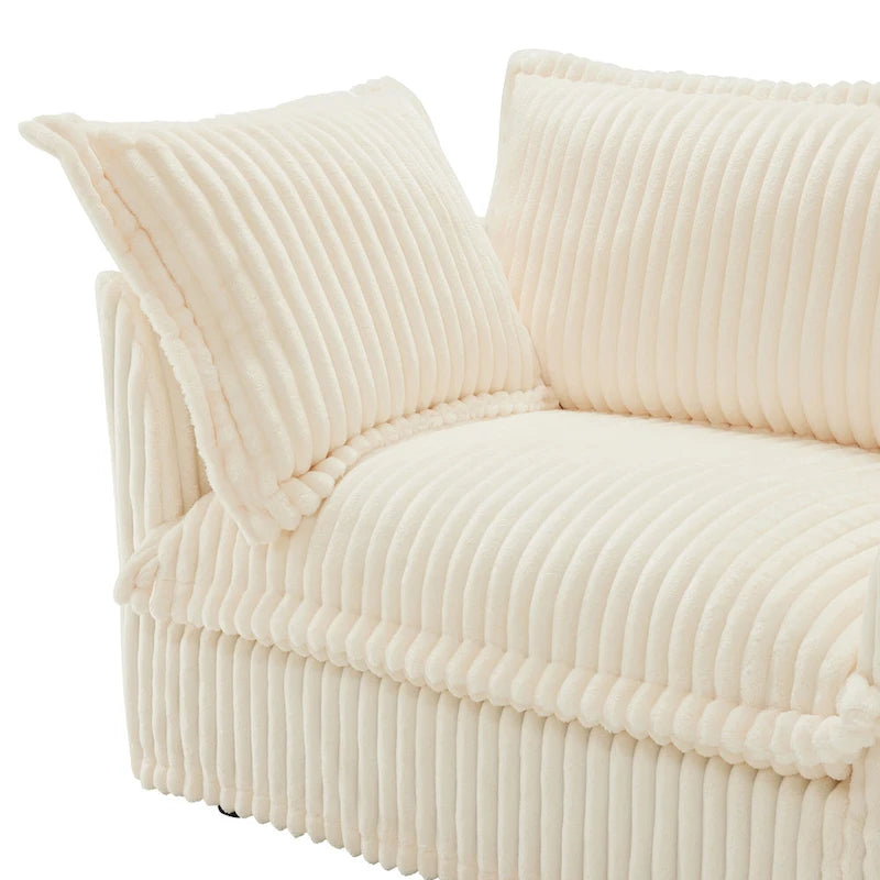 156,6 Corduroy U-förmiges 4-Sitzer Ecksofa mit abnehmbarem Bezug, tiefem Sitzdesign und französischer Kantenverarbeitung