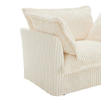 156,6 Corduroy U-förmiges 4-Sitzer Ecksofa mit abnehmbarem Bezug, tiefem Sitzdesign und französischer Kantenverarbeitung