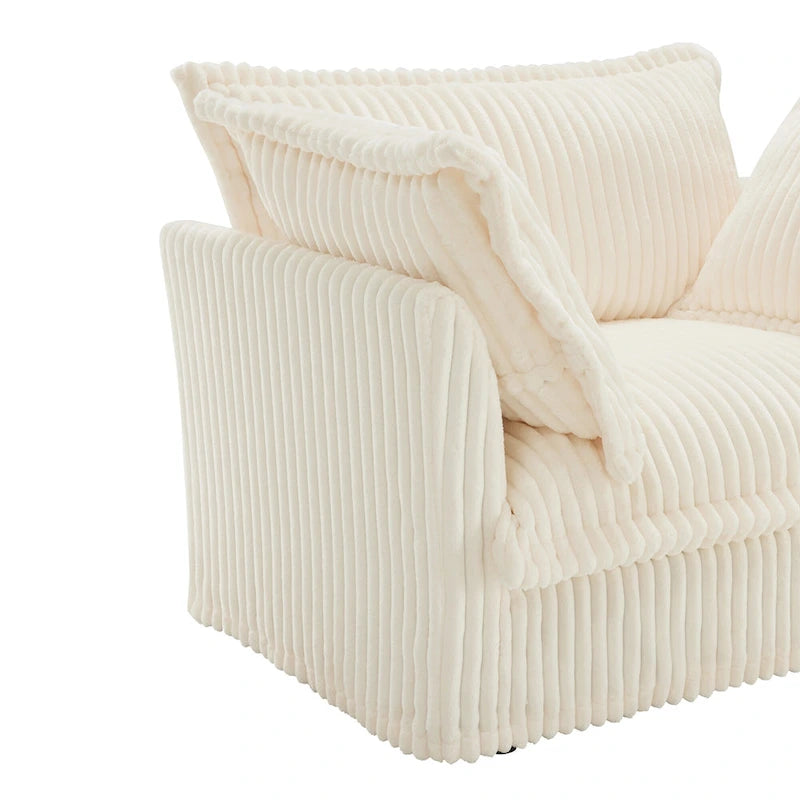 156,6 Corduroy U-förmiges 4-Sitzer Ecksofa mit abnehmbarem Bezug, tiefem Sitzdesign und französischer Kantenverarbeitung