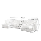 156,6 Corduroy U-förmiges 4-Sitzer Ecksofa mit abnehmbarem Bezug, tiefem Sitzdesign und französischer Kantenverarbeitung