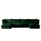 156,6 Corduroy U-förmiges 4-Sitzer Ecksofa mit abnehmbarem Bezug, tiefem Sitzdesign und französischer Kantenverarbeitung