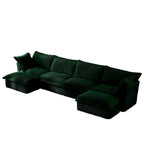 156,6 Corduroy U-förmiges 4-Sitzer Ecksofa mit abnehmbarem Bezug, tiefem Sitzdesign und französischer Kantenverarbeitung
