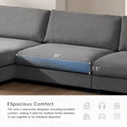 134 Cord-Sitzgruppe mit L-förmigem Cloud-Sofa und USB-Ladeanschluss & 50 Recamiere (Tragfähigkeit 330 lb)