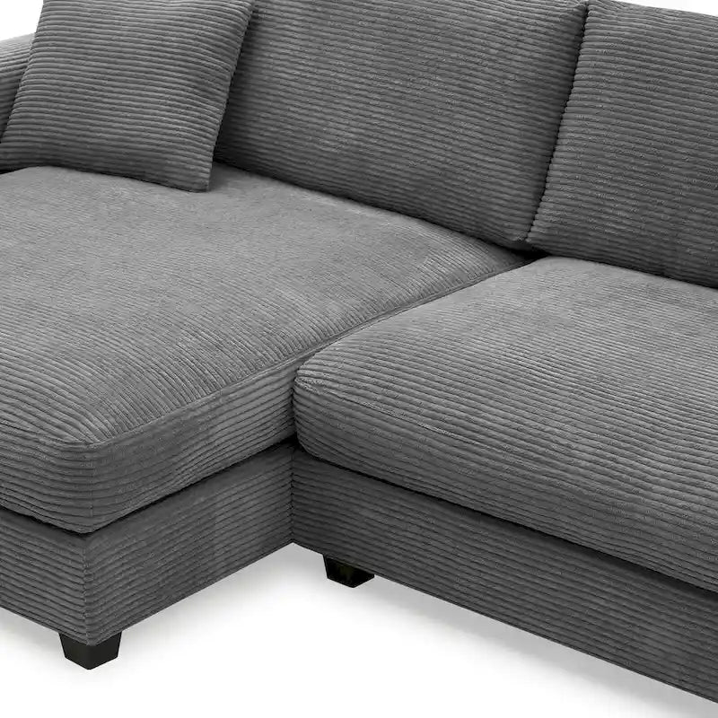 134 Cord-Sitzgruppe mit L-förmigem Cloud-Sofa und USB-Ladeanschluss & 50 Recamiere (Tragfähigkeit 330 lb)