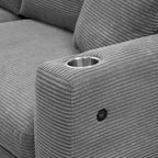 134 Cord-Sitzgruppe mit L-förmigem Cloud-Sofa und USB-Ladeanschluss & 50 Recamiere (Tragfähigkeit 330 lb)