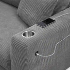 134 Cord-Sitzgruppe mit L-förmigem Cloud-Sofa und USB-Ladeanschluss & 50 Recamiere (Tragfähigkeit 330 lb)