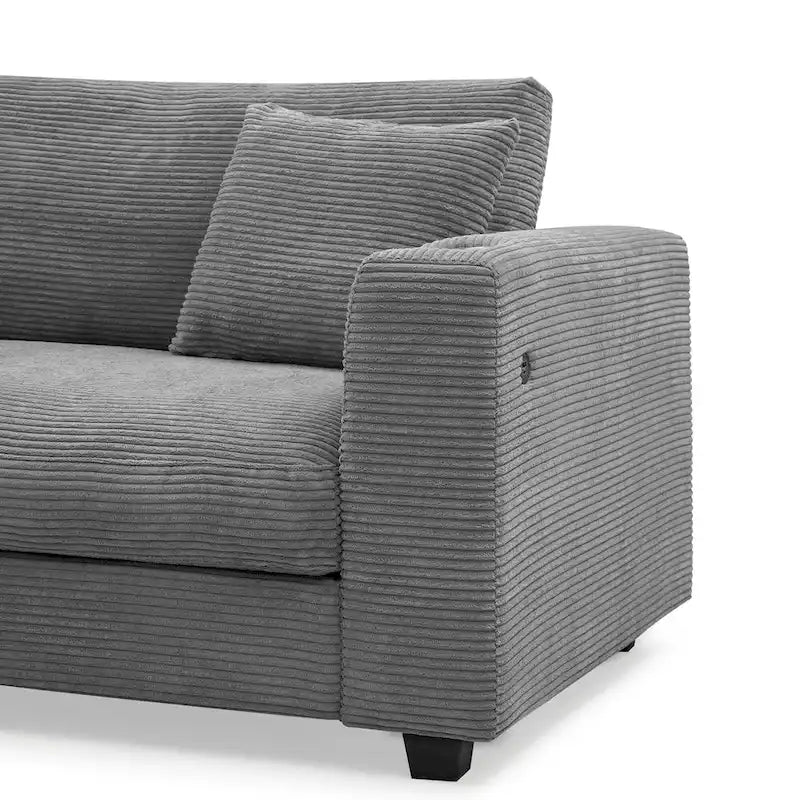 134 Cord-Sitzgruppe mit L-förmigem Cloud-Sofa und USB-Ladeanschluss & 50 Recamiere (Tragfähigkeit 330 lb)