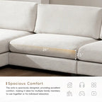 134 Cord-Sitzgruppe mit L-förmigem Cloud-Sofa und USB-Ladeanschluss & 50 Recamiere (Tragfähigkeit 330 lb)