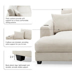 134 Cord-Sitzgruppe mit L-förmigem Cloud-Sofa und USB-Ladeanschluss & 50 Recamiere (Tragfähigkeit 330 lb)