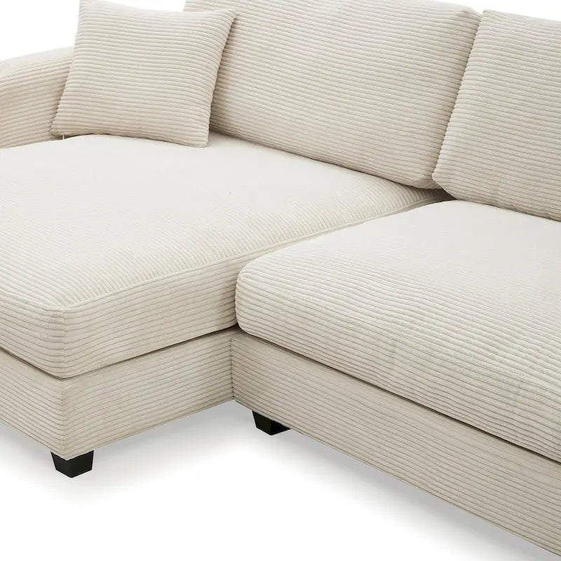 134 Cord-Sitzgruppe mit L-förmigem Cloud-Sofa und USB-Ladeanschluss & 50 Recamiere (Tragfähigkeit 330 lb)