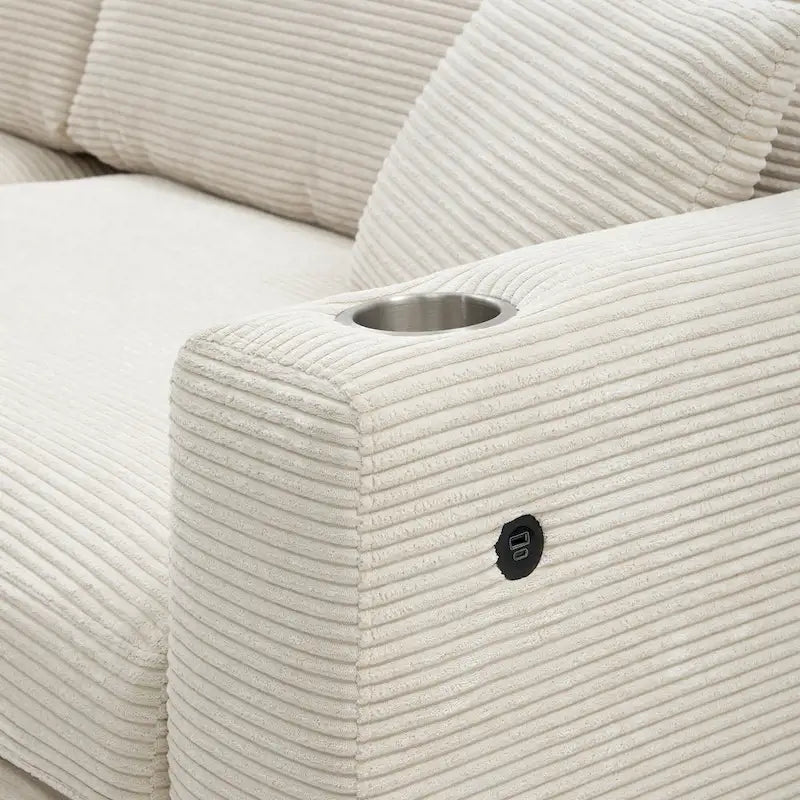 134 Cord-Sitzgruppe mit L-förmigem Cloud-Sofa und USB-Ladeanschluss & 50 Recamiere (Tragfähigkeit 330 lb)