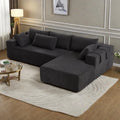 108 Chenille Modulares L-förmiges Ecksofa mit 6 Kissen, umbaubare Récamiere