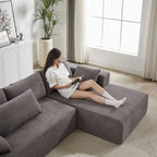 108 Chenille Modulares L-förmiges Ecksofa mit 6 Kissen, umbaubare Récamiere