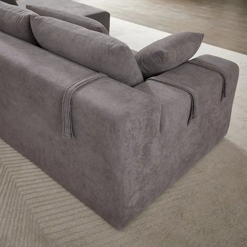 108 Chenille Modulares L-förmiges Ecksofa mit 6 Kissen, umbaubare Récamiere