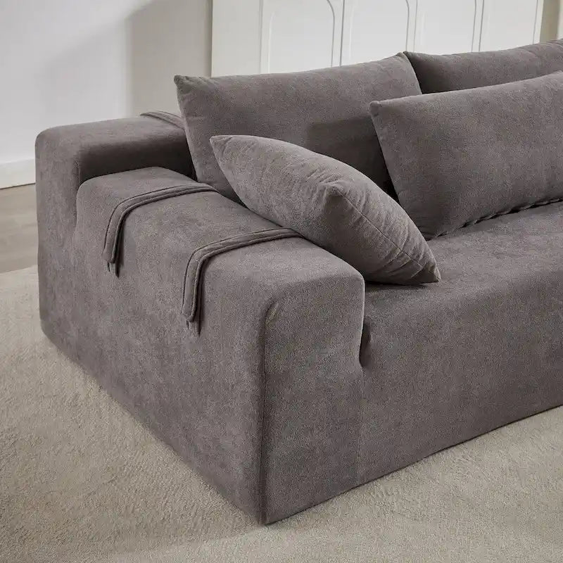 108 Chenille Modulares L-förmiges Ecksofa mit 6 Kissen, umbaubare Récamiere