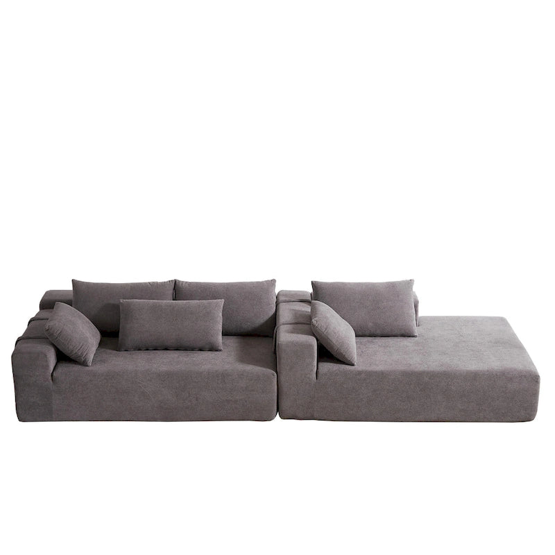 108 Chenille Modulares L-förmiges Ecksofa mit 6 Kissen, umbaubare Récamiere