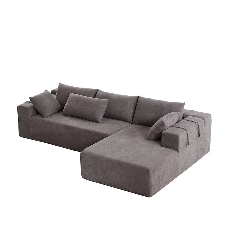 108 Chenille Modulares L-förmiges Ecksofa mit 6 Kissen, umbaubare Récamiere