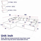 108 Chenille Modulares L-förmiges Ecksofa mit 6 Kissen, umbaubare Récamiere
