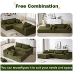 108 Chenille Modulares L-förmiges Ecksofa mit 6 Kissen, umbaubare Récamiere
