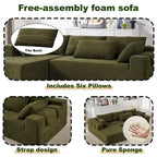 108 Chenille Modulares L-förmiges Ecksofa mit 6 Kissen, umbaubare Récamiere