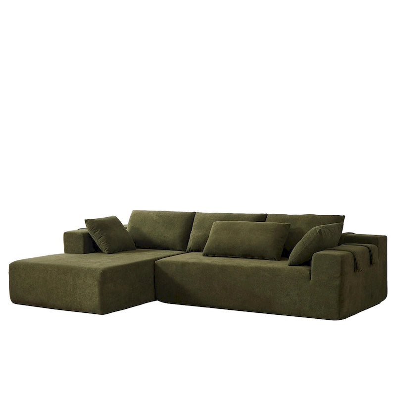 108 Chenille Modulares L-förmiges Ecksofa mit 6 Kissen, umbaubare Récamiere