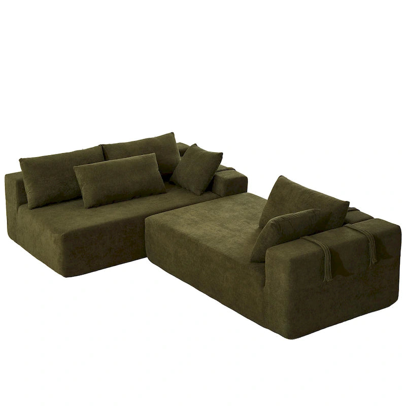 108 Chenille Modulares L-förmiges Ecksofa mit 6 Kissen, umbaubare Récamiere