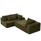 108 Chenille Modulares L-förmiges Ecksofa mit 6 Kissen, umbaubare Récamiere