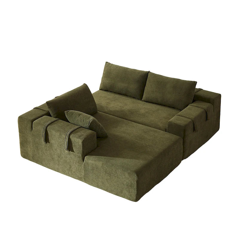 108 Chenille Modulares L-förmiges Ecksofa mit 6 Kissen, umbaubare Récamiere