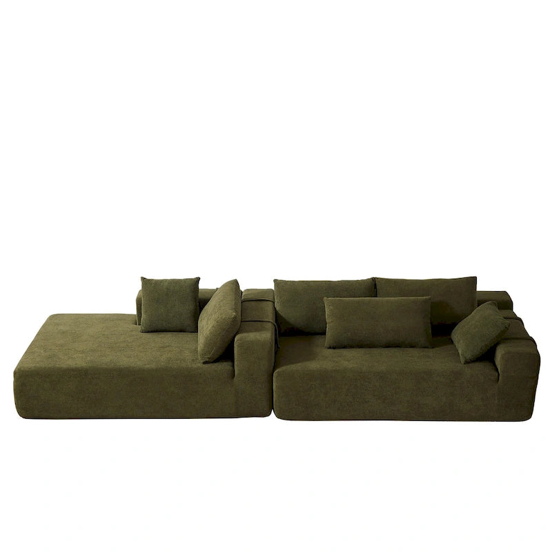 108 Chenille Modulares L-förmiges Ecksofa mit 6 Kissen, umbaubare Récamiere
