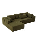 108 Chenille Modulares L-förmiges Ecksofa mit 6 Kissen, umbaubare Récamiere