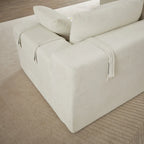 108 Chenille Modulares L-förmiges Ecksofa mit 6 Kissen, umbaubare Récamiere