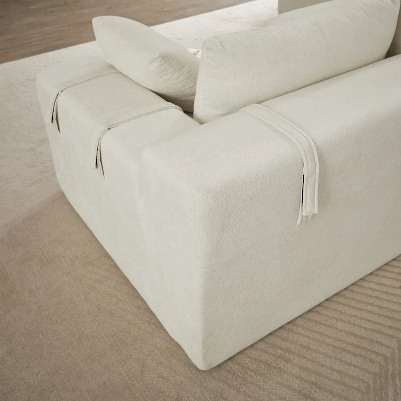 108 Chenille Modulares L-förmiges Ecksofa mit 6 Kissen, umbaubare Récamiere