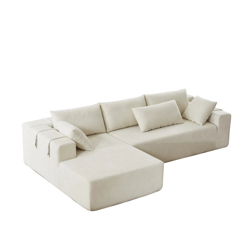 108 Chenille Modulares L-förmiges Ecksofa mit 6 Kissen, umbaubare Récamiere