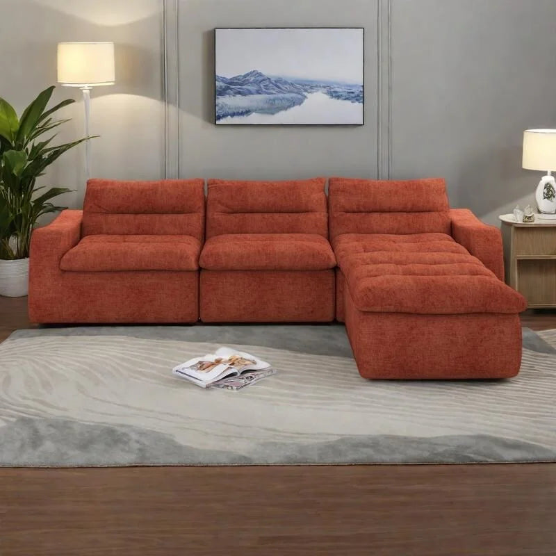 116.26 Modulares Schaumstoff-Ecksofa mit freier Kombination, kein Aufbau erforderlich & ergonomischer Unterstützung (4/6-Sitzer-Optionen)