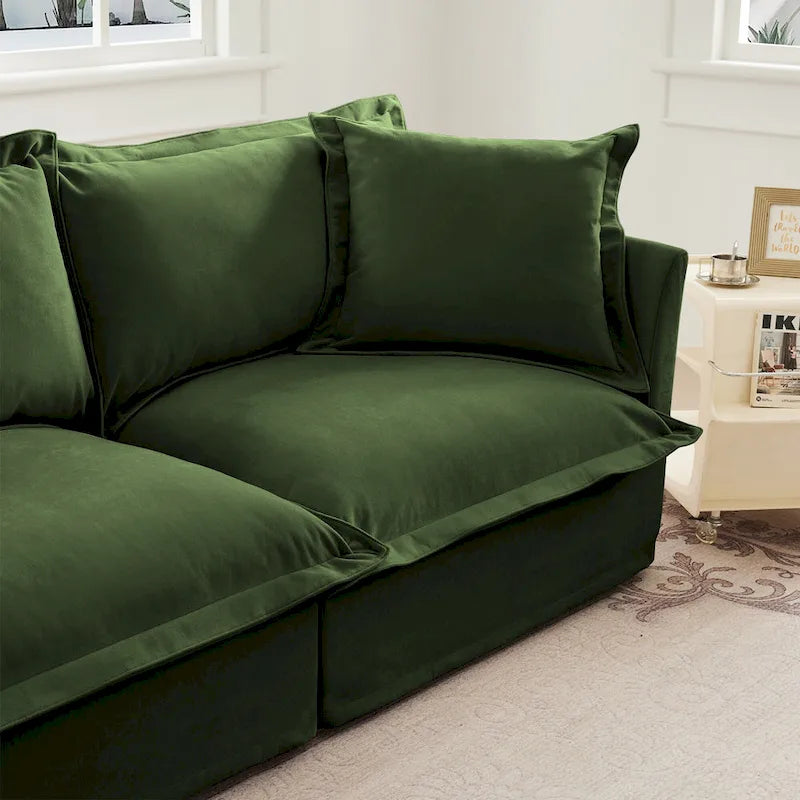120 Chenille L-förmiges Sektionalsofa mit umwandelbarem Ottoman & 2 Kissen und 3-Sitzer Cloud Sofa