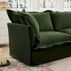 120 Chenille L-förmiges Sektionalsofa mit umwandelbarem Ottoman & 2 Kissen und 3-Sitzer Cloud Sofa