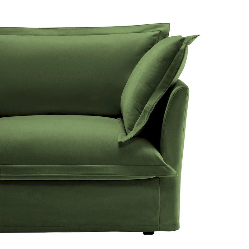 120 Chenille L-förmiges Sektionalsofa mit umwandelbarem Ottoman & 2 Kissen und 3-Sitzer Cloud Sofa
