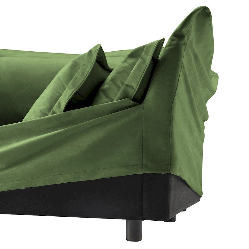 120 Chenille L-förmiges Sektionalsofa mit umwandelbarem Ottoman & 2 Kissen und 3-Sitzer Cloud Sofa