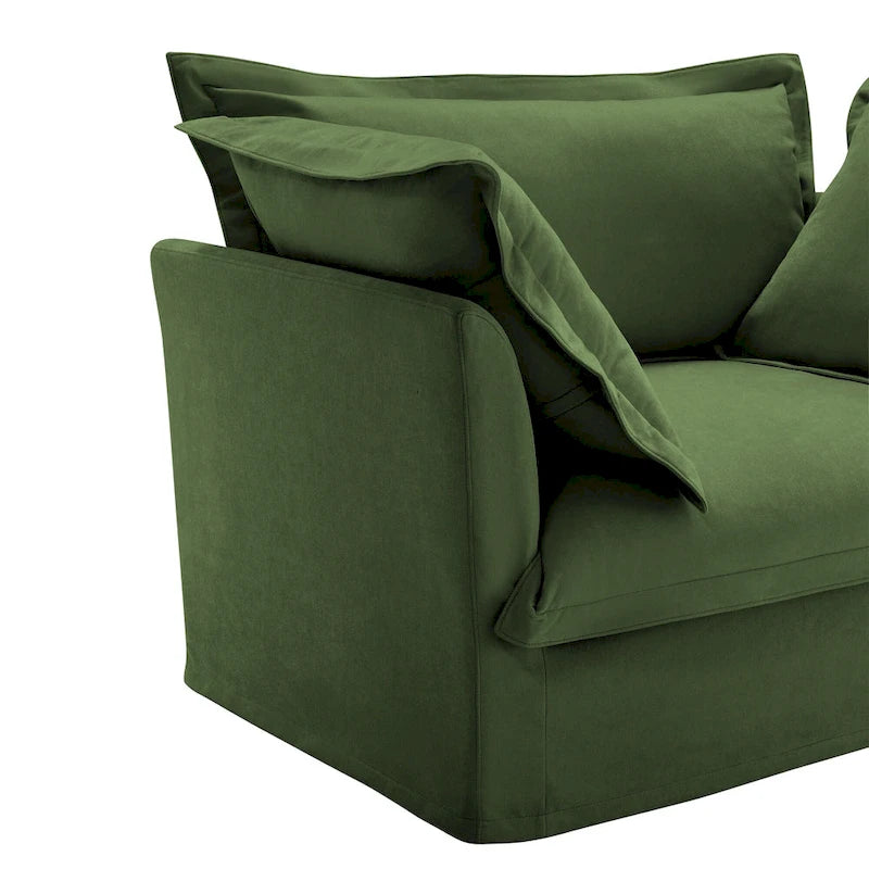 120 Chenille L-förmiges Sektionalsofa mit umwandelbarem Ottoman & 2 Kissen und 3-Sitzer Cloud Sofa