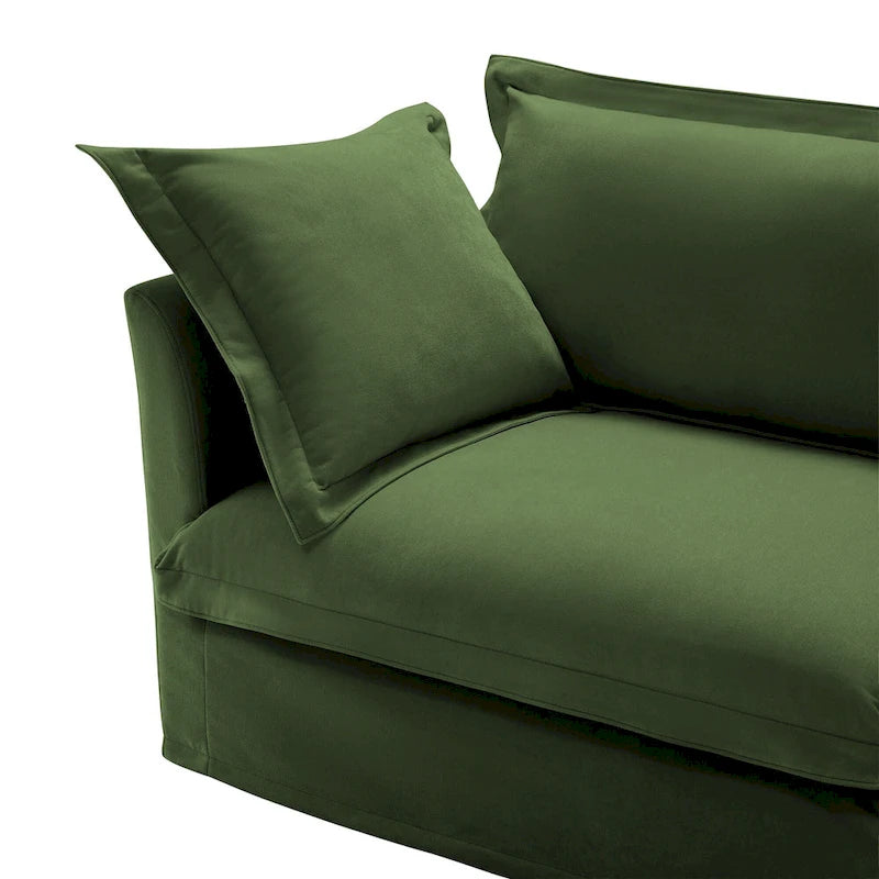 120 Chenille L-förmiges Sektionalsofa mit umwandelbarem Ottoman & 2 Kissen und 3-Sitzer Cloud Sofa