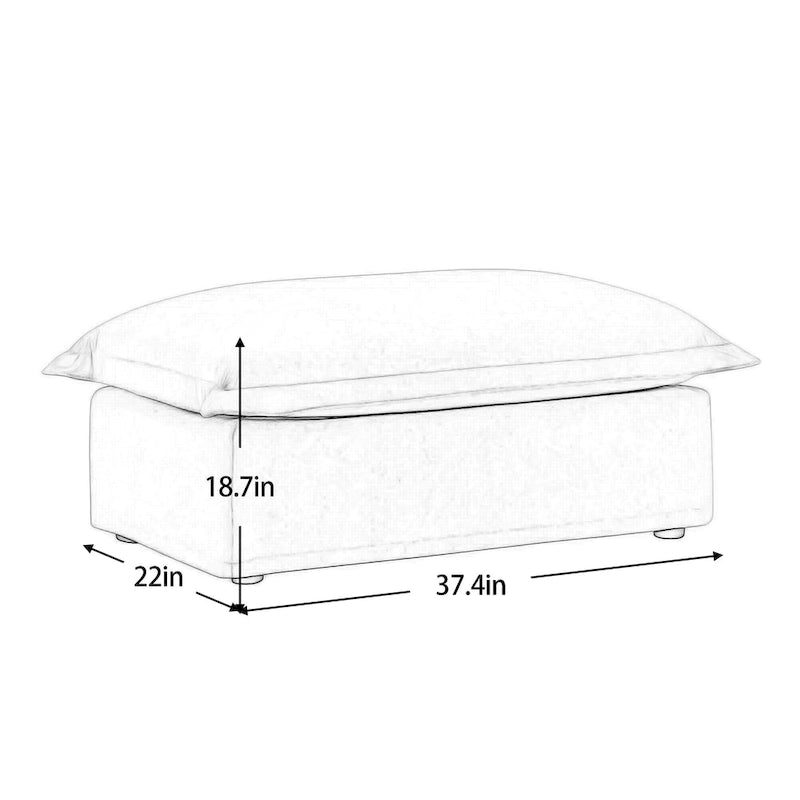 120 Chenille L-förmiges Sektionalsofa mit umwandelbarem Ottoman & 2 Kissen und 3-Sitzer Cloud Sofa