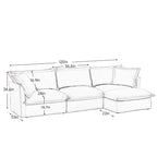 120 Chenille L-förmiges Sektionalsofa mit umwandelbarem Ottoman & 2 Kissen und 3-Sitzer Cloud Sofa