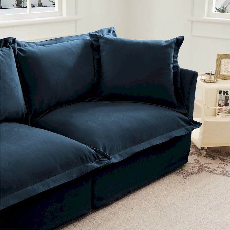 120 Chenille L-förmiges Sektionalsofa mit umwandelbarem Ottoman & 2 Kissen und 3-Sitzer Cloud Sofa