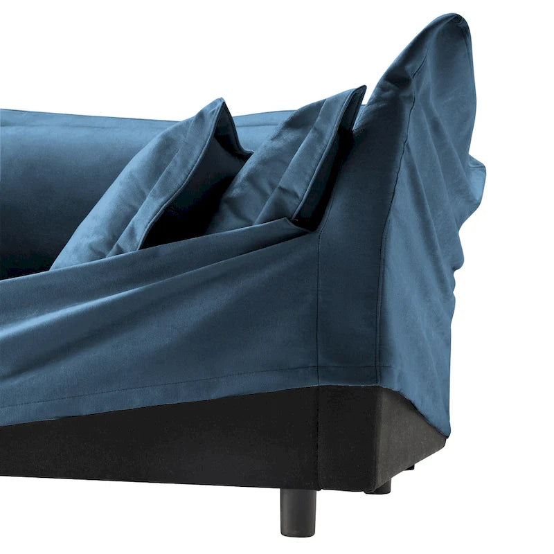 120 Chenille L-förmiges Sektionalsofa mit umwandelbarem Ottoman & 2 Kissen und 3-Sitzer Cloud Sofa